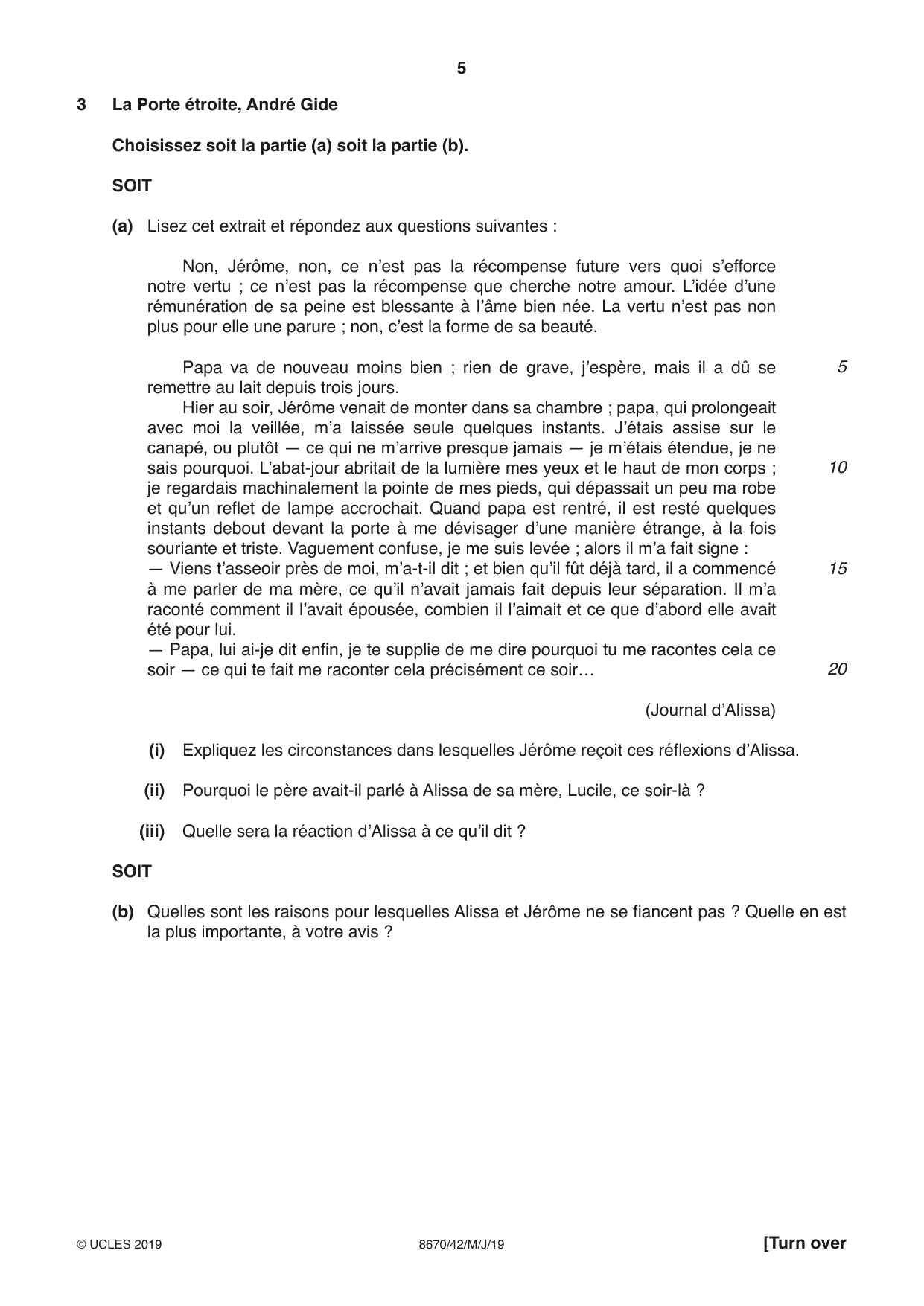 Cambridge A Level French - Literature (AS Level only) 8670 2019 May/June Paper 4 · Variant 2 question paper, page 5 of 8