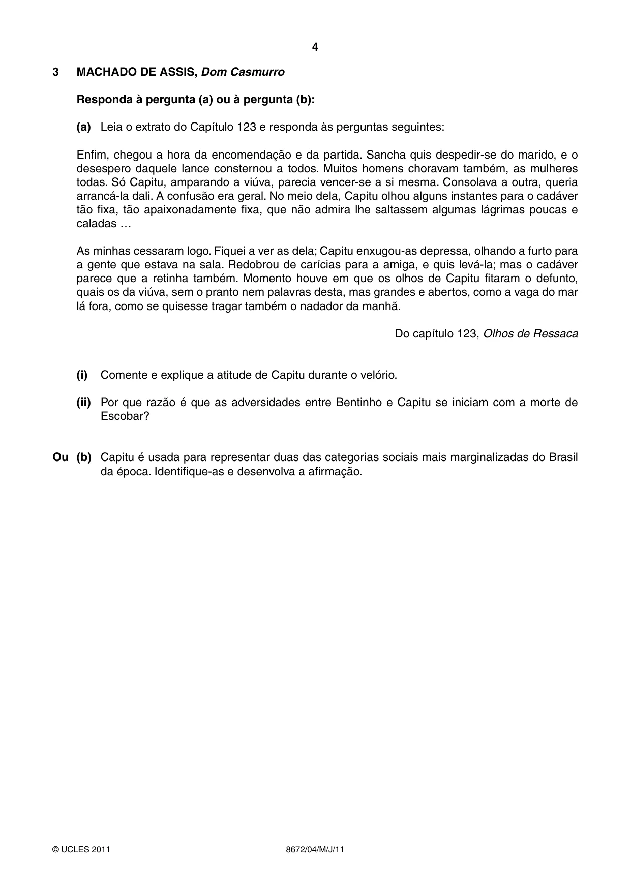 Cambridge A Level Portuguese - Literature (AS Level only) 8672 2011 May/June Paper 4 · Variant 1 question paper, page 4 of 8
