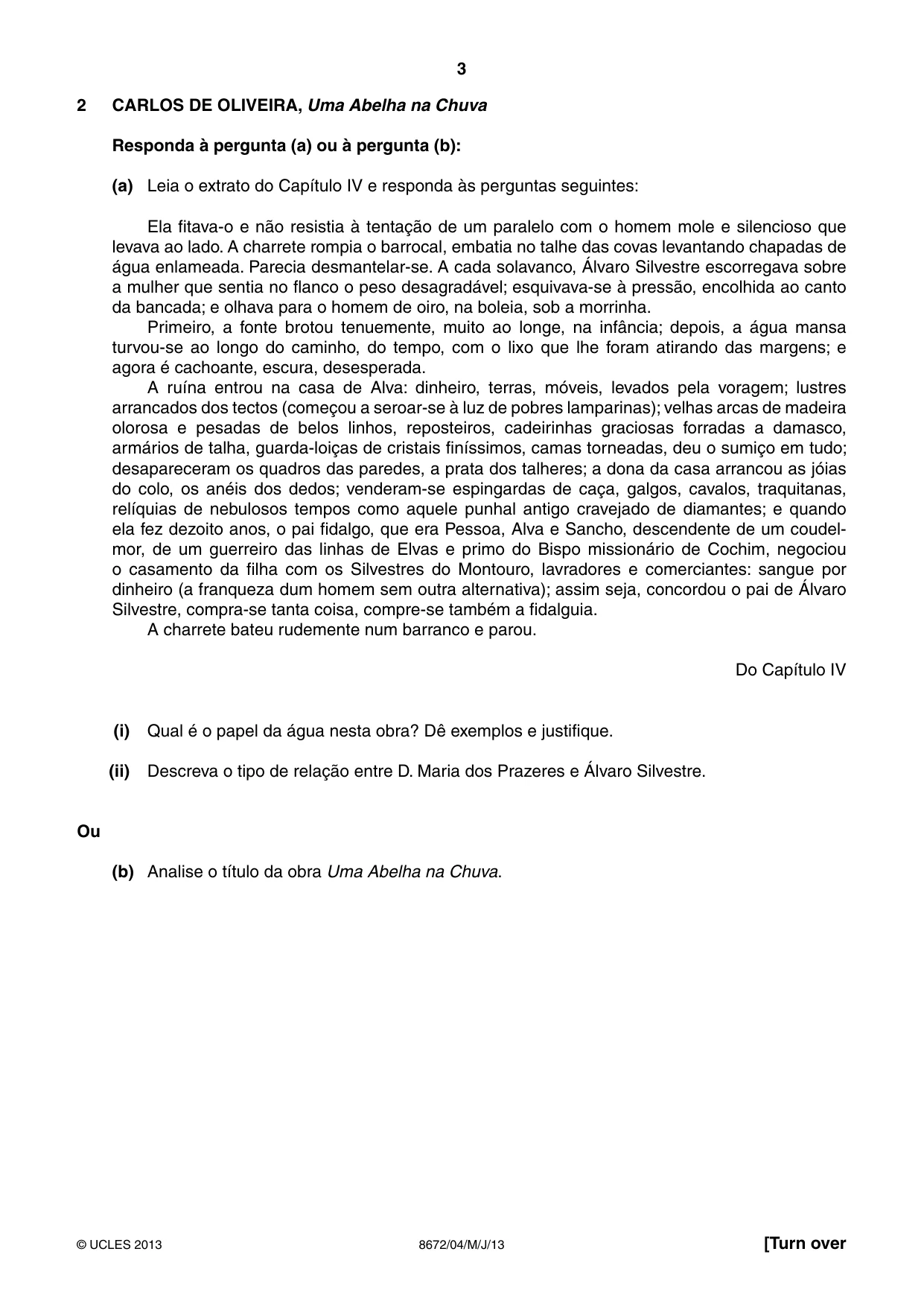 Cambridge A Level Portuguese - Literature (AS Level only) 8672 2013 May/June Paper 4 · Variant 1 question paper, page 3 of 8