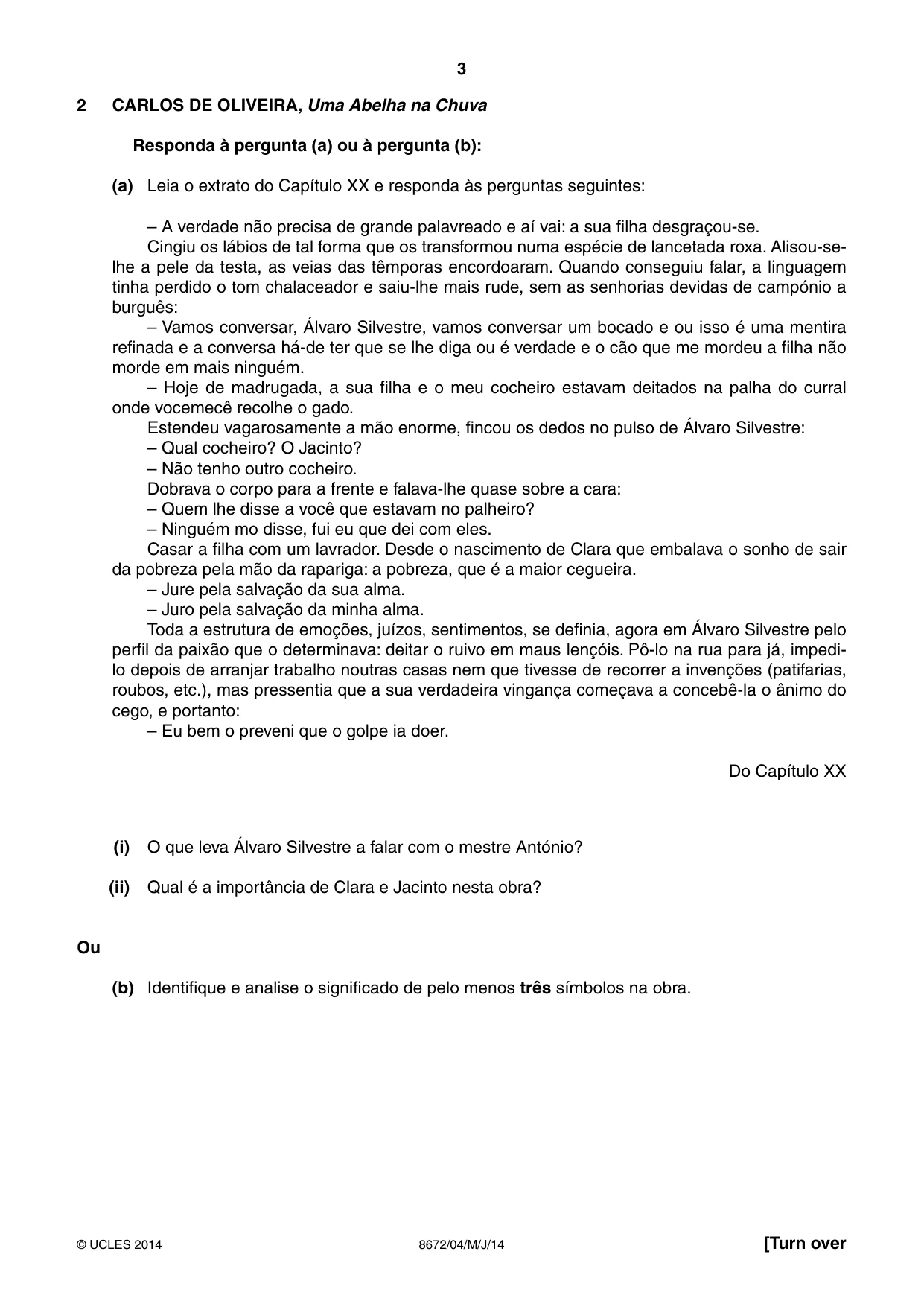 Cambridge A Level Portuguese - Literature (AS Level only) 8672 2014 May/June Paper 4 · Variant 1 question paper, page 3 of 8