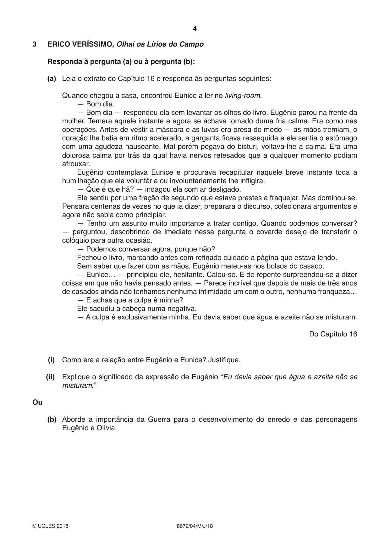 Cambridge A Level Portuguese - Literature (AS Level only) 8672 2018 May/June Paper 4 · Variant 0 question paper, page 4 of 8