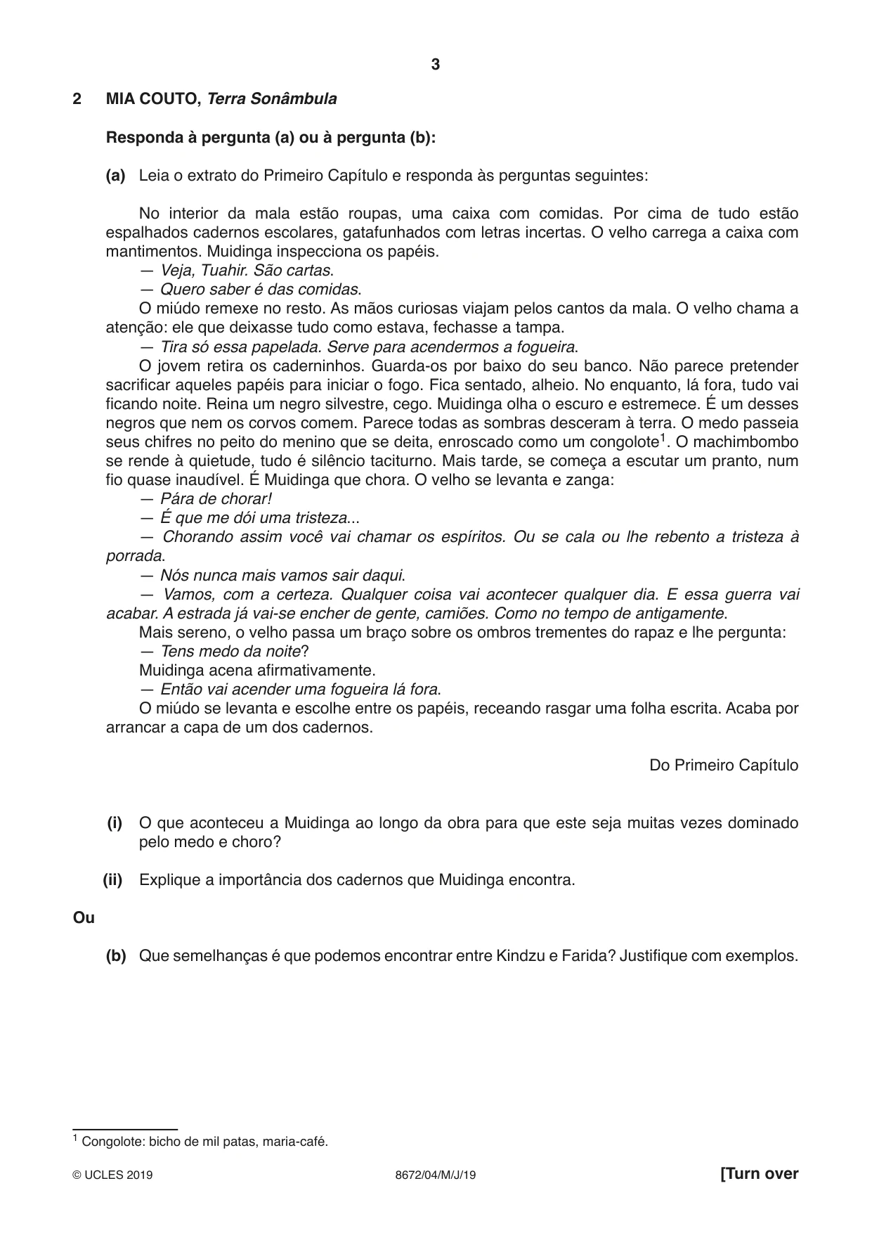 Cambridge A Level Portuguese - Literature (AS Level only) 8672 2019 May/June Paper 4 · Variant 1 question paper, page 3 of 8