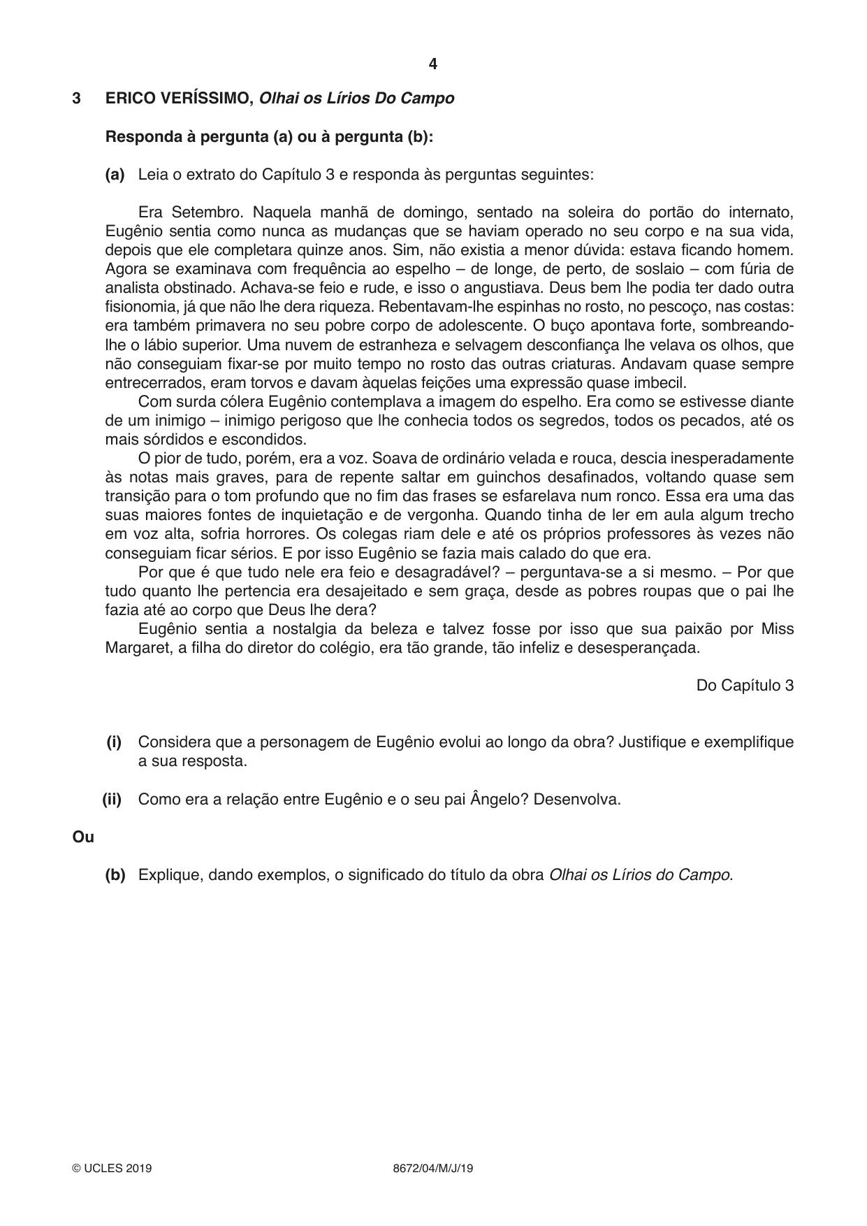 Cambridge A Level Portuguese - Literature (AS Level only) 8672 2019 May/June Paper 4 · Variant 1 question paper, page 4 of 8
