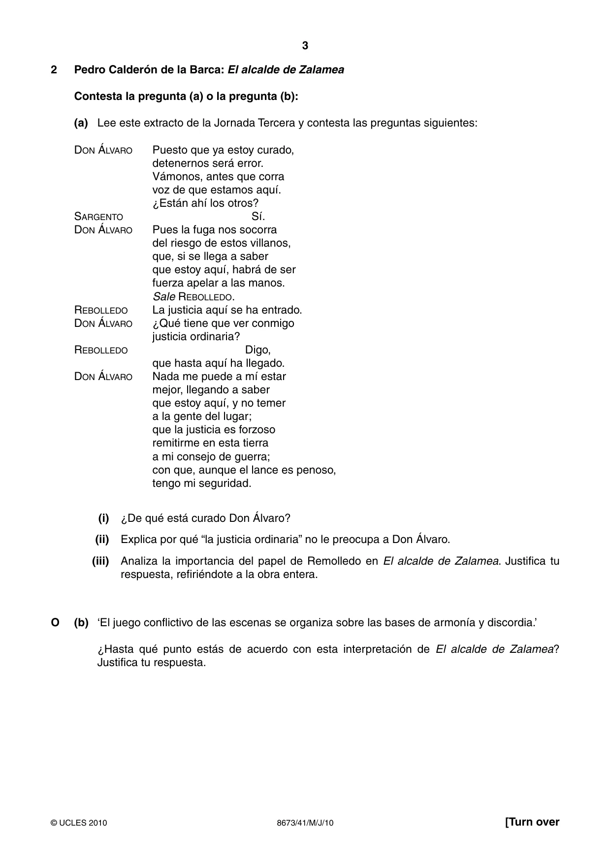 Cambridge A Level Spanish - Literature (AS Level only) 8673 2010 May/June Paper 4 · Variant 1 question paper, page 3 of 8