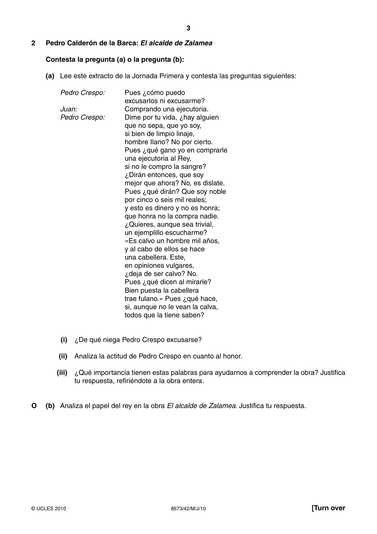Cambridge A Level Spanish - Literature (AS Level only) 8673 2010 May/June Paper 4 · Variant 2 question paper, page 3 of 8