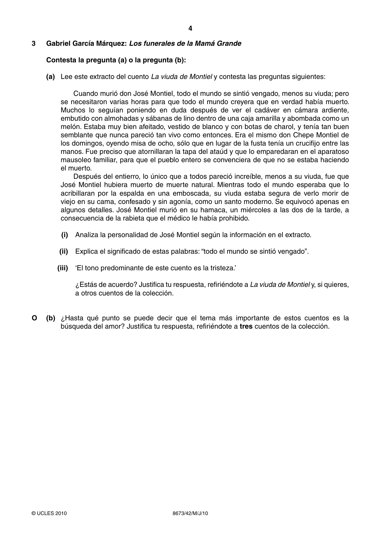 Cambridge A Level Spanish - Literature (AS Level only) 8673 2010 May/June Paper 4 · Variant 2 question paper, page 4 of 8