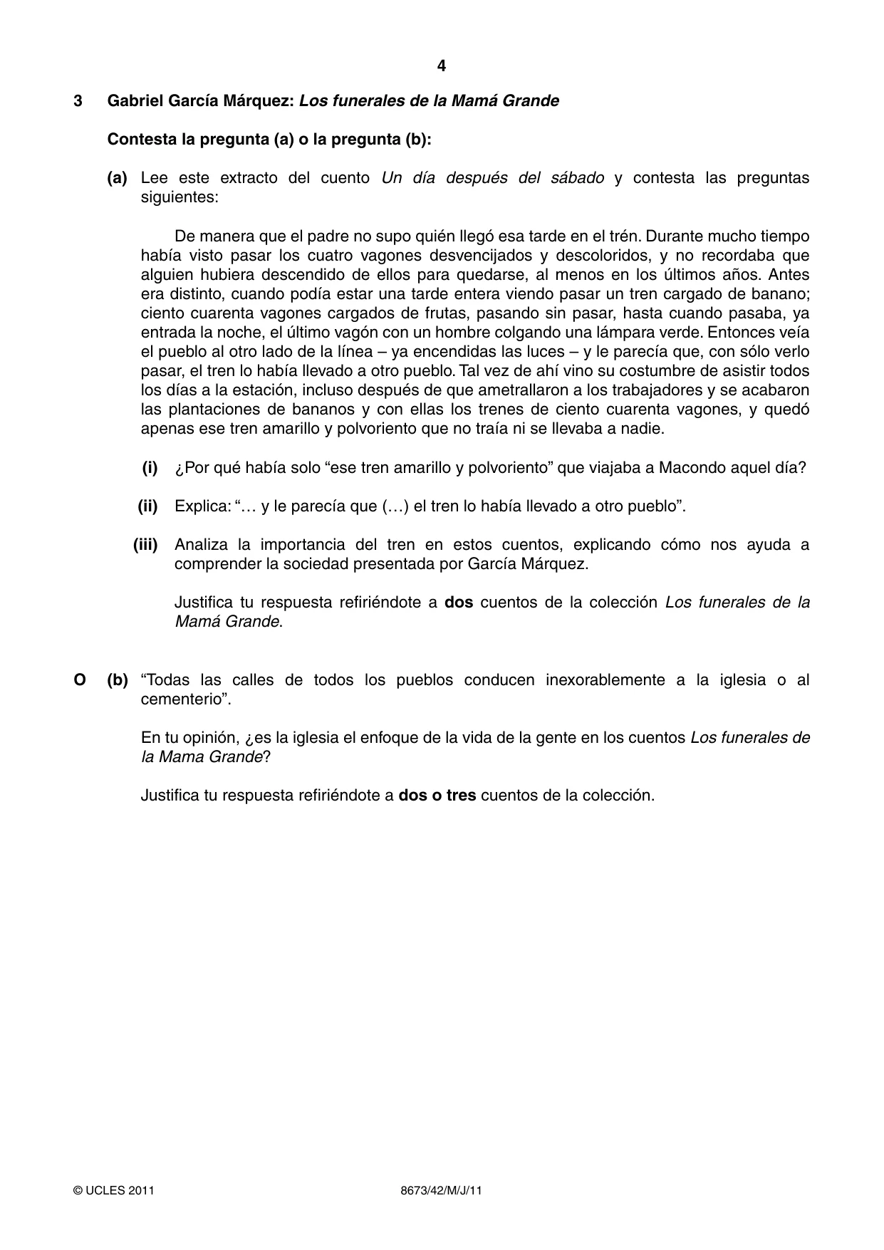 Cambridge A Level Spanish - Literature (AS Level only) 8673 2011 May/June Paper 4 · Variant 2 question paper, page 4 of 8