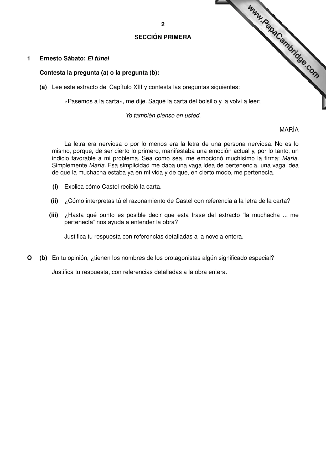 Cambridge A Level Spanish - Literature (AS Level only) 8673 2012 May/June Paper 4 · Variant 2 question paper, page 2 of 8