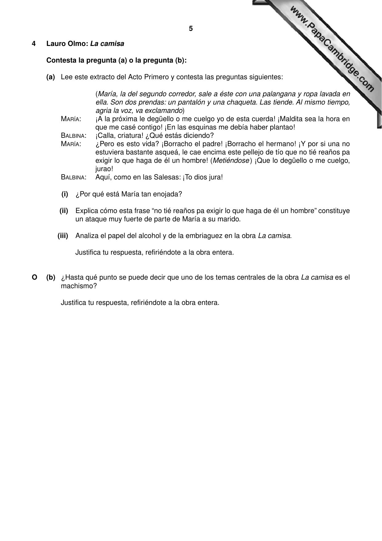 Cambridge A Level Spanish - Literature (AS Level only) 8673 2012 May/June Paper 4 · Variant 2 question paper, page 5 of 8