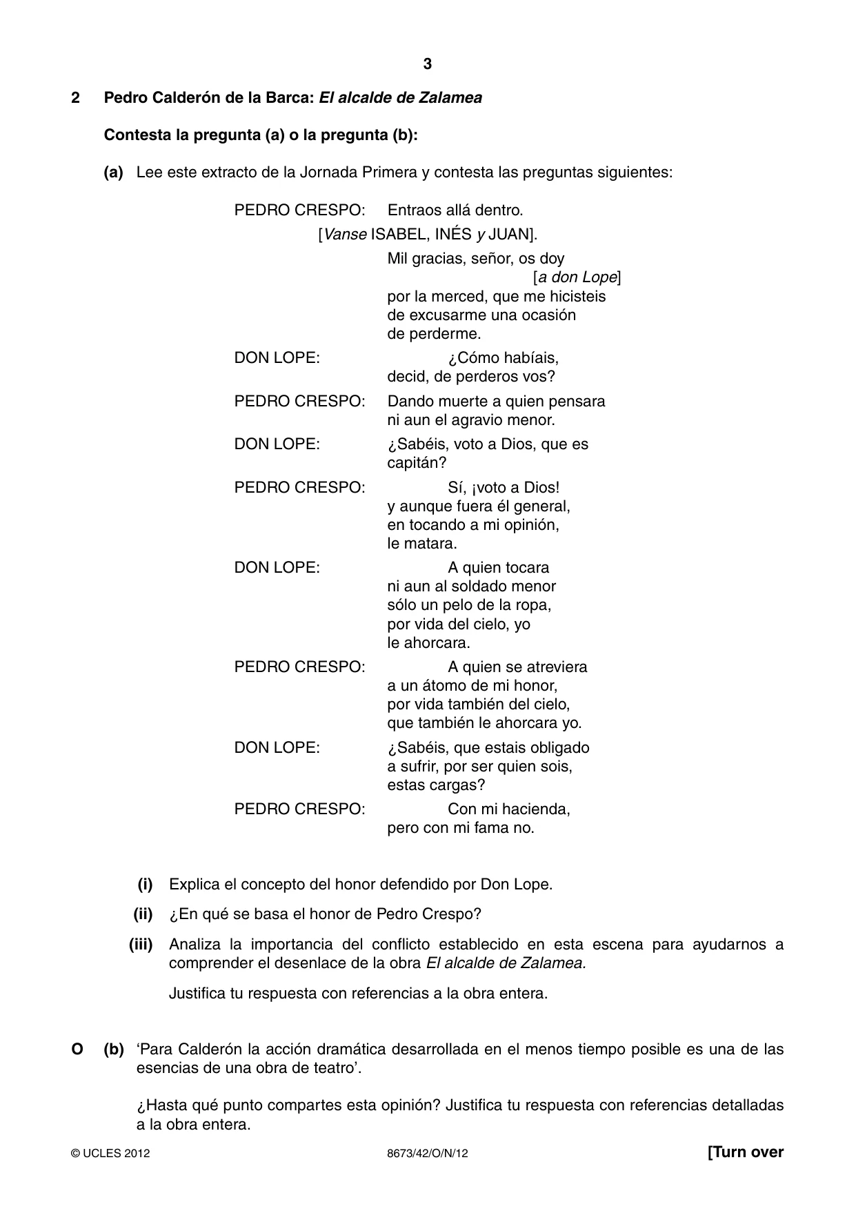 Cambridge A Level Spanish - Literature (AS Level only) 8673 2012 Oct/Nov Paper 4 · Variant 2 question paper, page 3 of 8