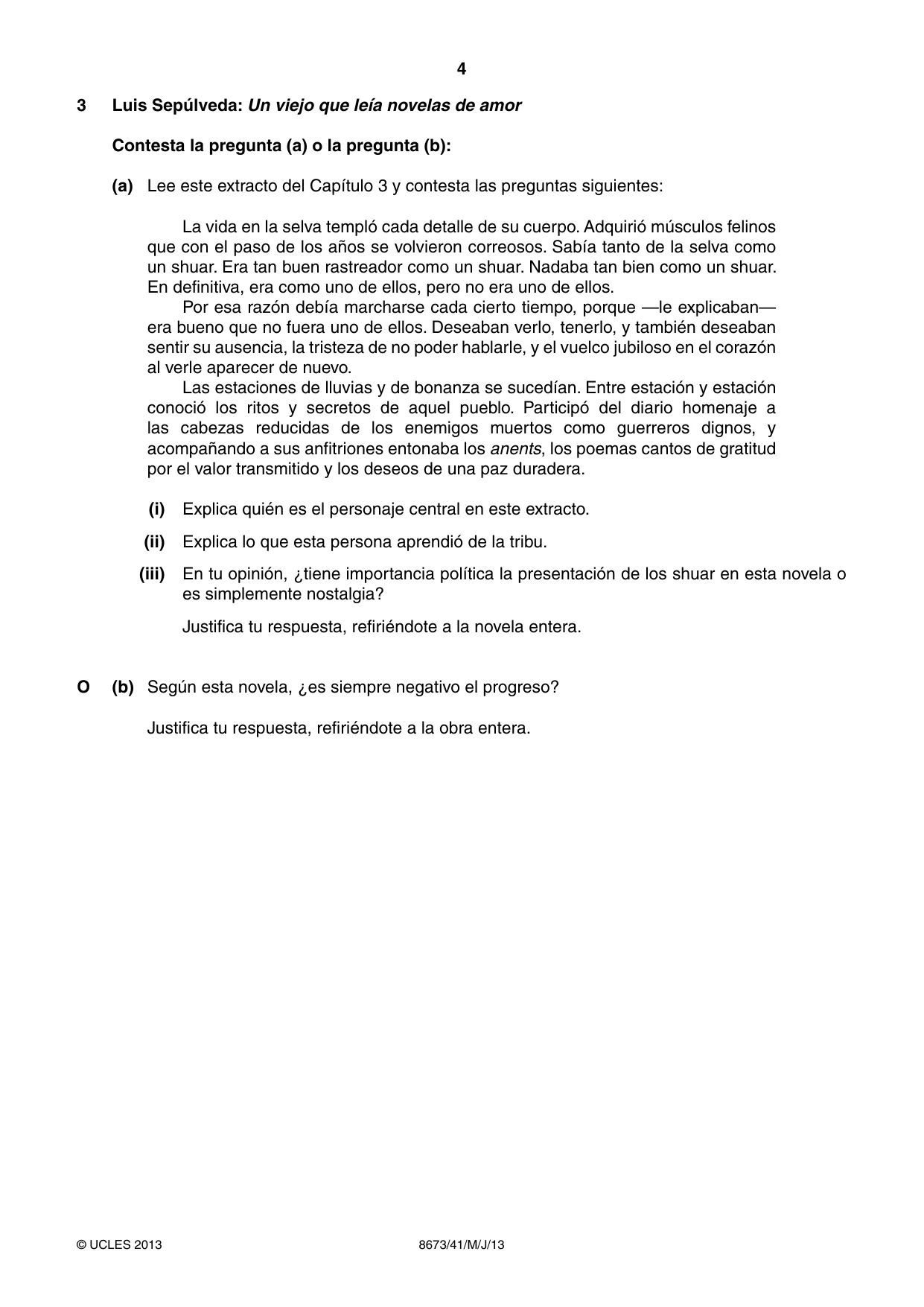 Cambridge A Level Spanish - Literature (AS Level only) 8673 2013 May/June Paper 4 · Variant 1 question paper, page 4 of 8