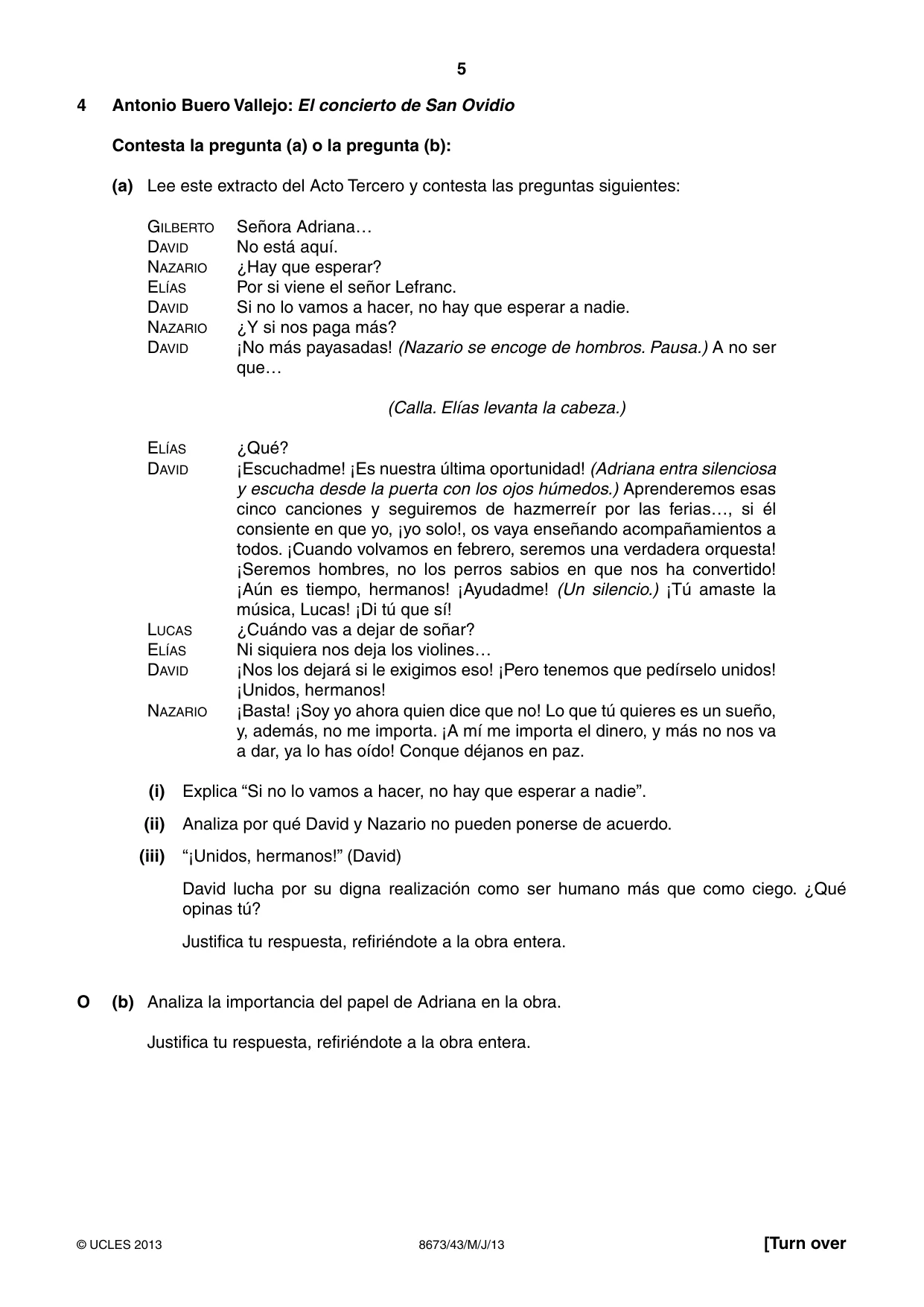 Cambridge A Level Spanish - Literature (AS Level only) 8673 2013 May/June Paper 4 · Variant 3 question paper, page 5 of 8