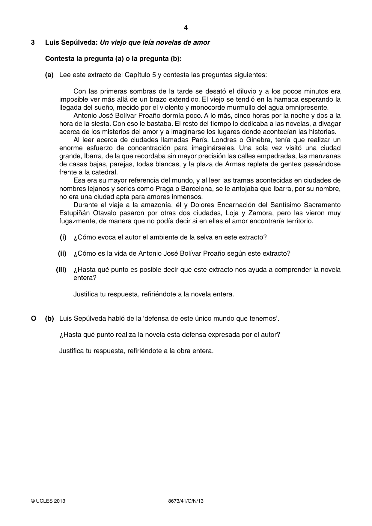 Cambridge A Level Spanish - Literature (AS Level only) 8673 2013 Oct/Nov Paper 4 · Variant 1 question paper, page 4 of 8