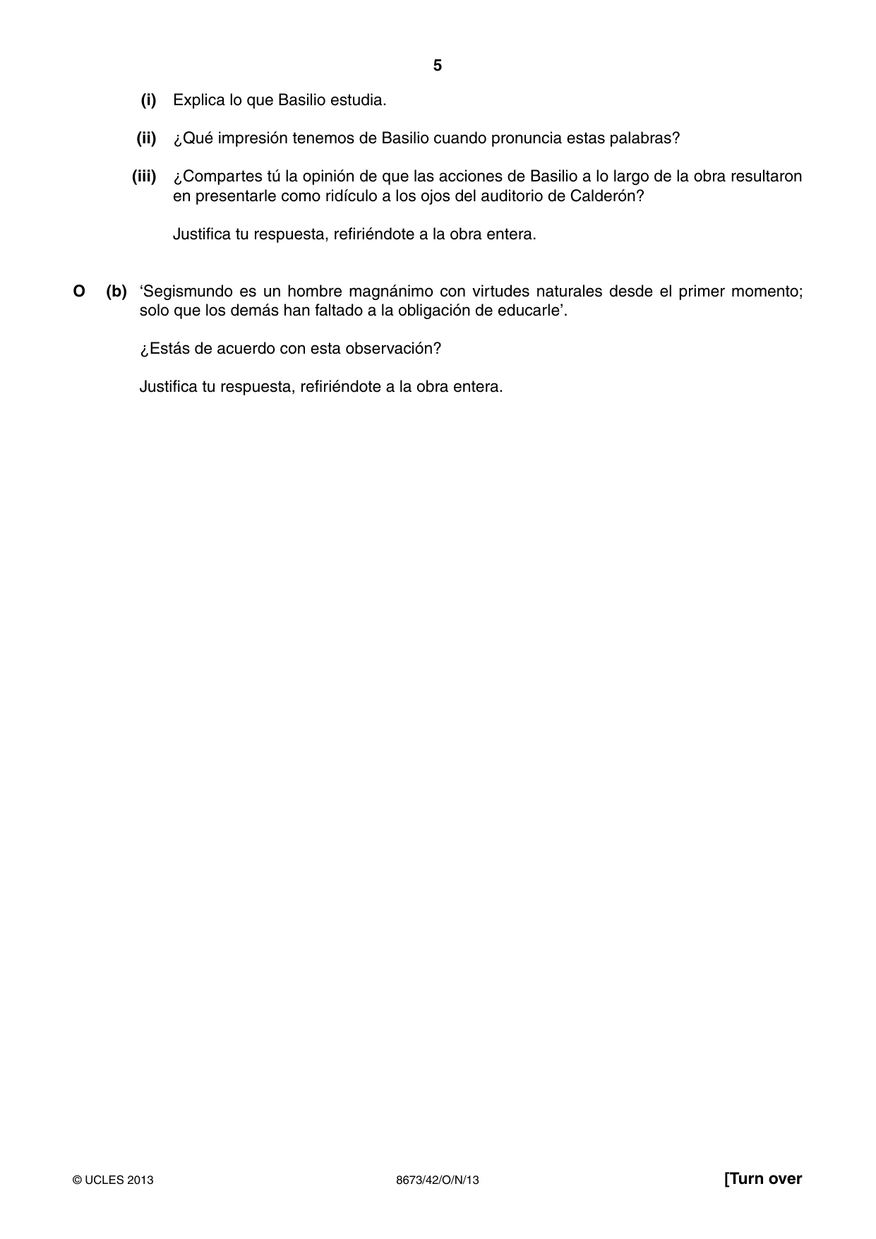 Cambridge A Level Spanish - Literature (AS Level only) 8673 2013 Oct/Nov Paper 4 · Variant 2 question paper, page 5 of 8