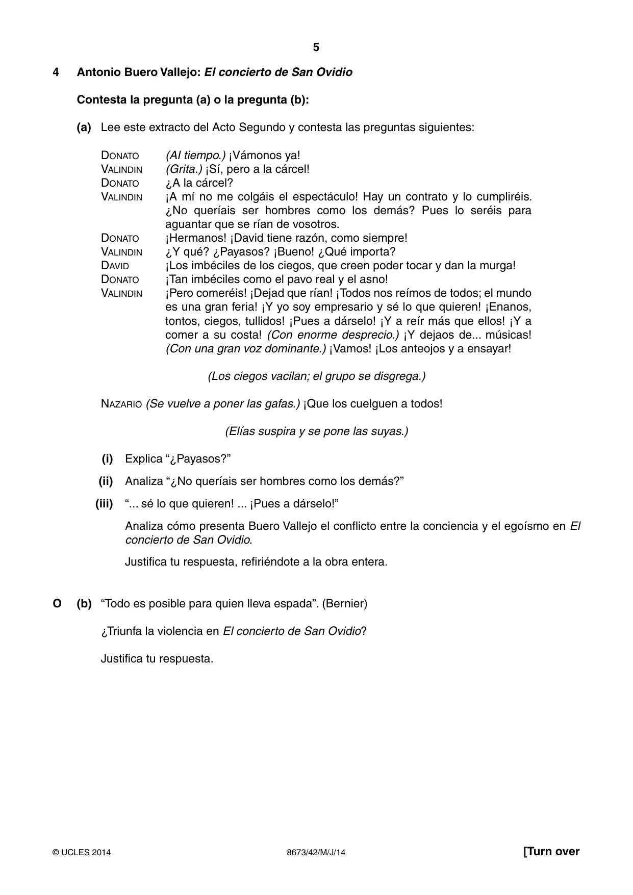 Cambridge A Level Spanish - Literature (AS Level only) 8673 2014 May/June Paper 4 · Variant 2 question paper, page 5 of 8