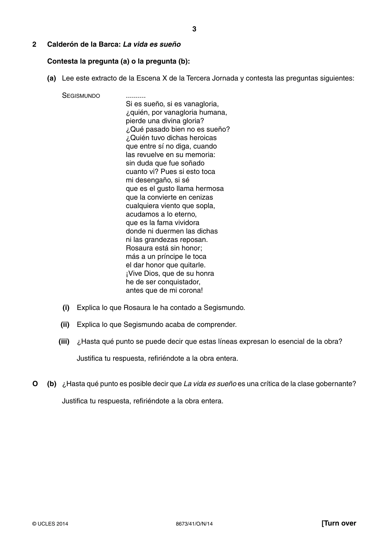 Cambridge A Level Spanish - Literature (AS Level only) 8673 2014 Oct/Nov Paper 4 · Variant 1 question paper, page 3 of 8