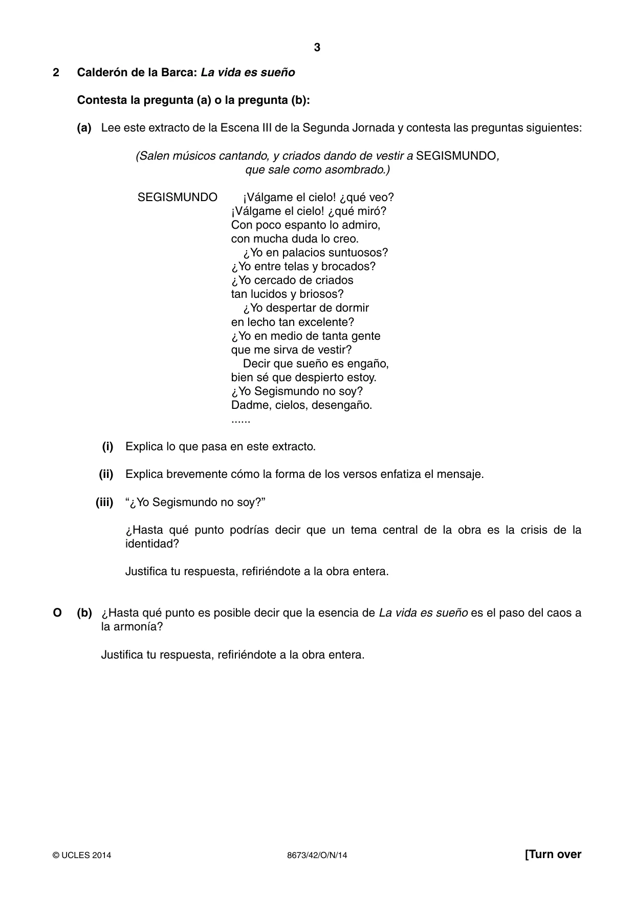 Cambridge A Level Spanish - Literature (AS Level only) 8673 2014 Oct/Nov Paper 4 · Variant 2 question paper, page 3 of 8
