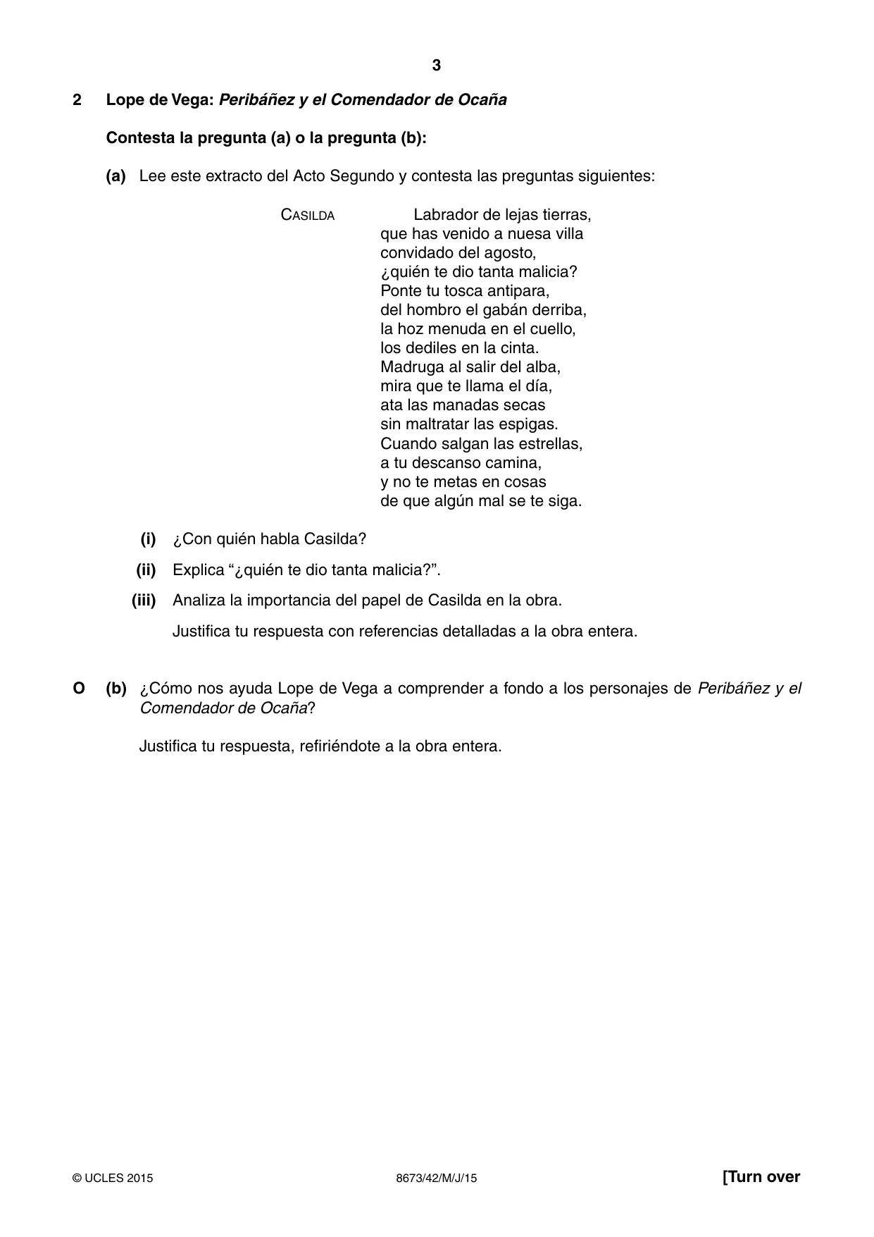 Cambridge A Level Spanish - Literature (AS Level only) 8673 2015 May/June Paper 4 · Variant 2 question paper, page 3 of 8