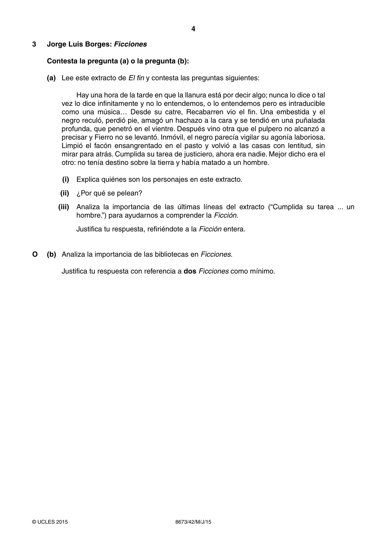 Cambridge A Level Spanish - Literature (AS Level only) 8673 2015 May/June Paper 4 · Variant 2 question paper, page 4 of 8