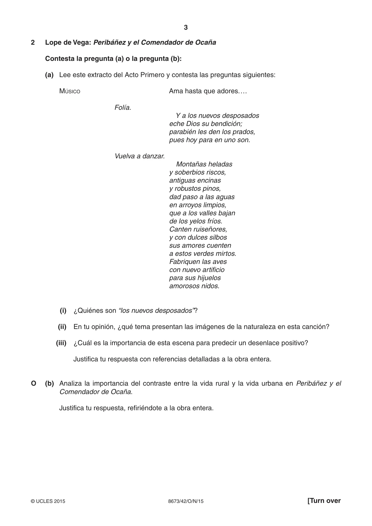 Cambridge A Level Spanish - Literature (AS Level only) 8673 2015 Oct/Nov Paper 4 · Variant 2 question paper, page 3 of 8