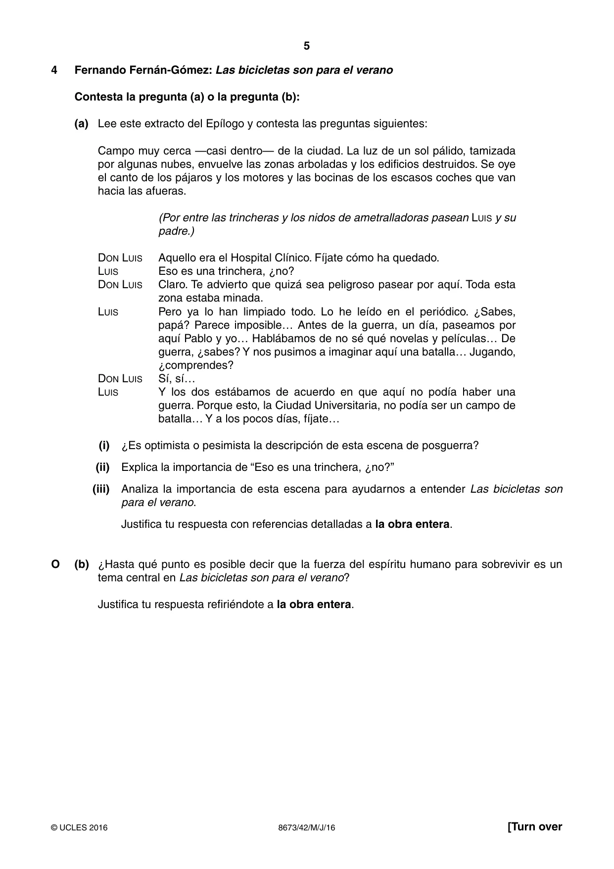 Cambridge A Level Spanish - Literature (AS Level only) 8673 2016 May/June Paper 4 · Variant 2 question paper, page 5 of 8