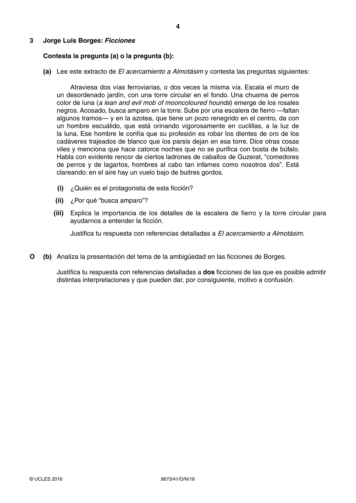 Cambridge A Level Spanish - Literature (AS Level only) 8673 2016 Oct/Nov Paper 4 · Variant 1 question paper, page 4 of 8