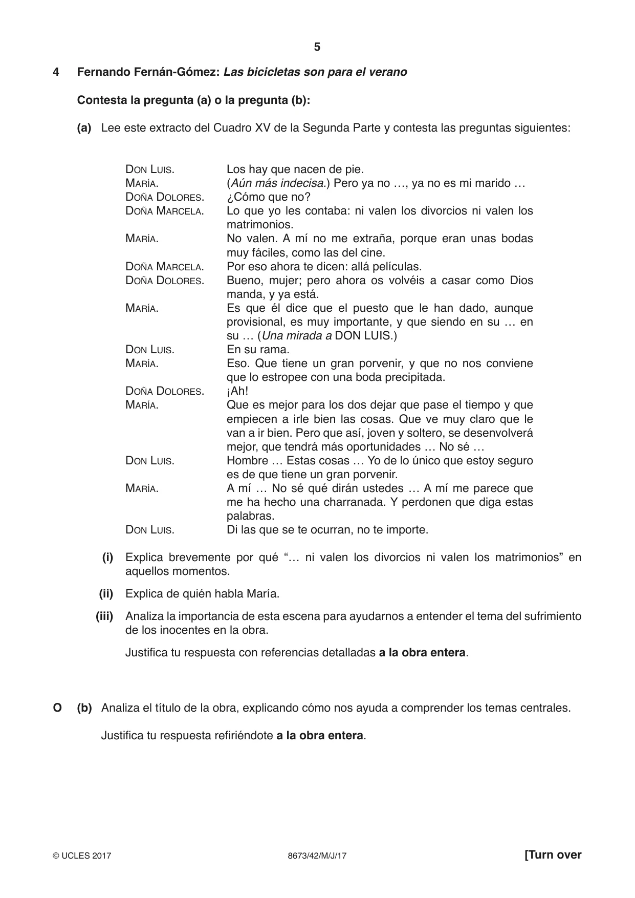 Cambridge A Level Spanish - Literature (AS Level only) 8673 2017 May/June Paper 4 · Variant 2 question paper, page 5 of 8