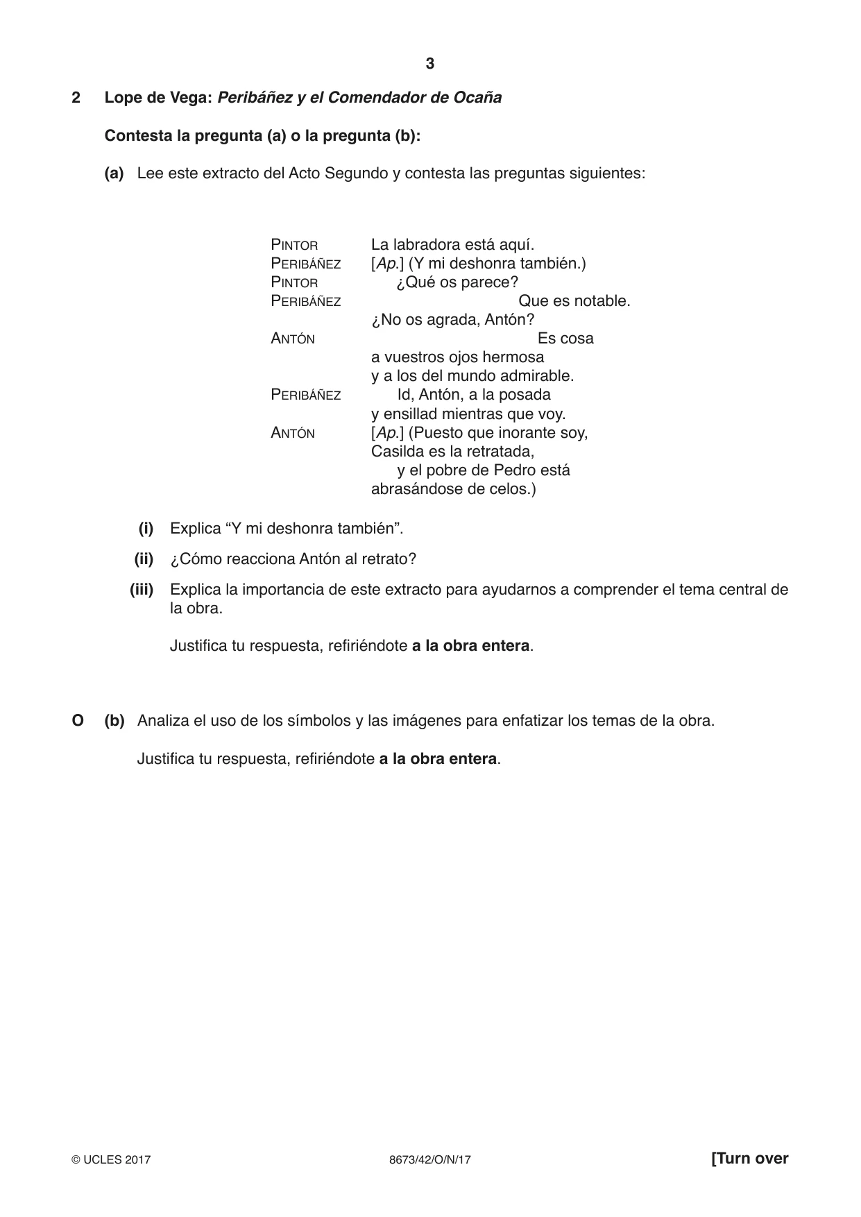 Cambridge A Level Spanish - Literature (AS Level only) 8673 2017 Oct/Nov Paper 4 · Variant 2 question paper, page 3 of 8