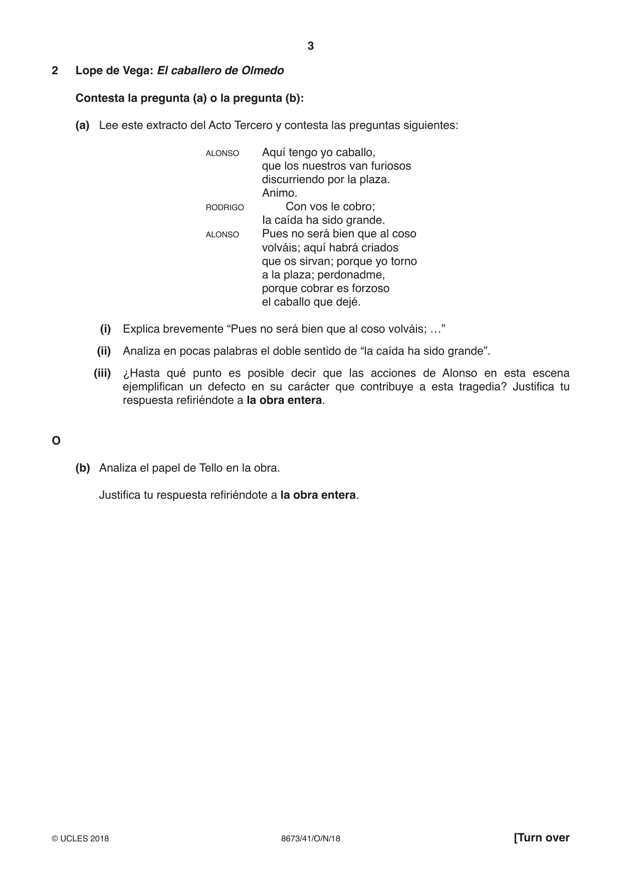 Cambridge A Level Spanish - Literature (AS Level only) 8673 2018 Oct/Nov Paper 4 · Variant 1 question paper, page 3 of 8
