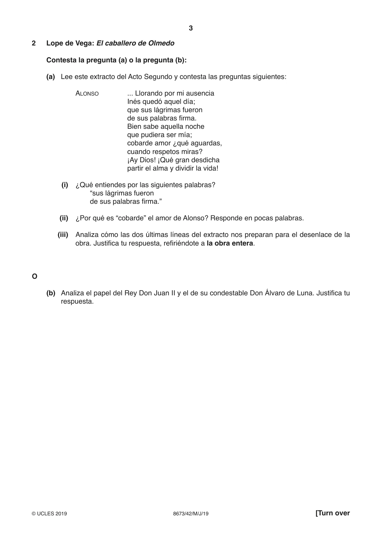 Cambridge A Level Spanish - Literature (AS Level only) 8673 2019 May/June Paper 4 · Variant 2 question paper, page 3 of 8