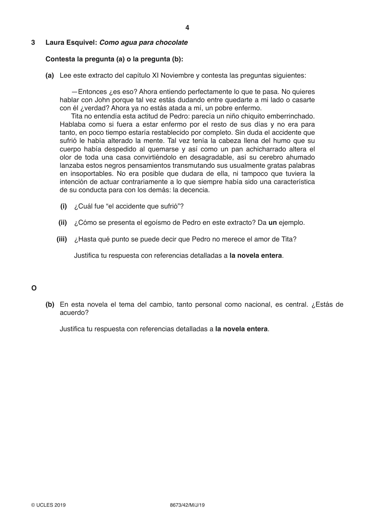 Cambridge A Level Spanish - Literature (AS Level only) 8673 2019 May/June Paper 4 · Variant 2 question paper, page 4 of 8