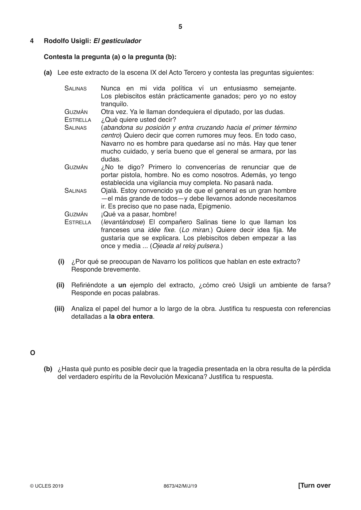 Cambridge A Level Spanish - Literature (AS Level only) 8673 2019 May/June Paper 4 · Variant 2 question paper, page 5 of 8