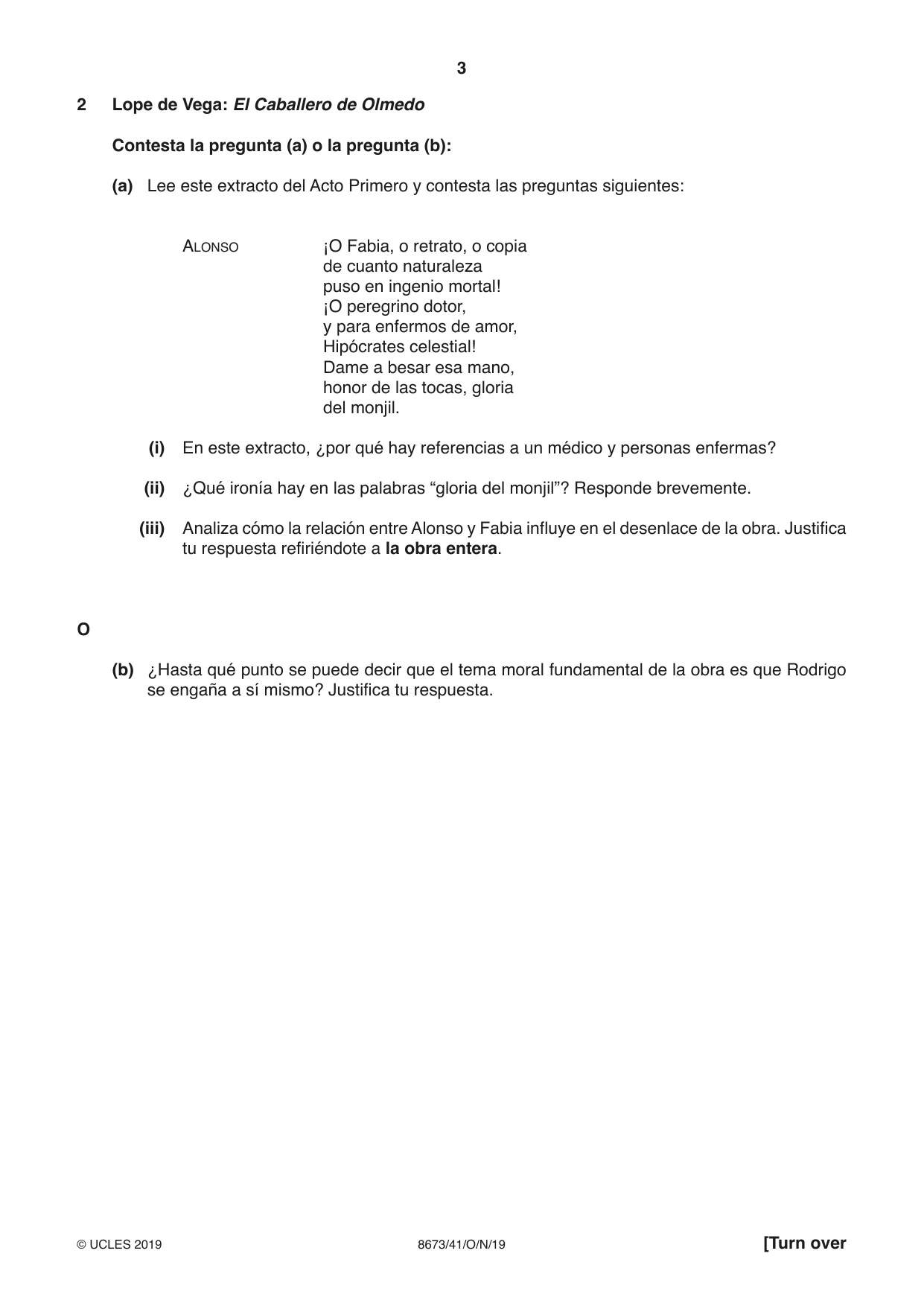 Cambridge A Level Spanish - Literature (AS Level only) 8673 2019 Oct/Nov Paper 4 · Variant 1 question paper, page 3 of 8