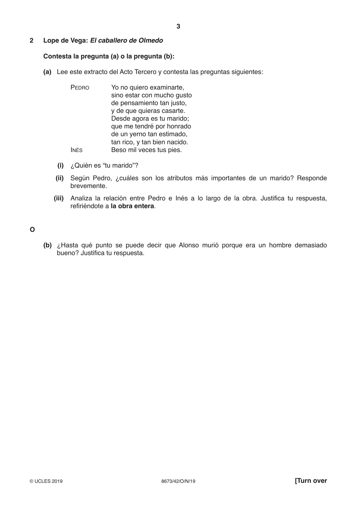 Cambridge A Level Spanish - Literature (AS Level only) 8673 2019 Oct/Nov Paper 4 · Variant 2 question paper, page 3 of 8