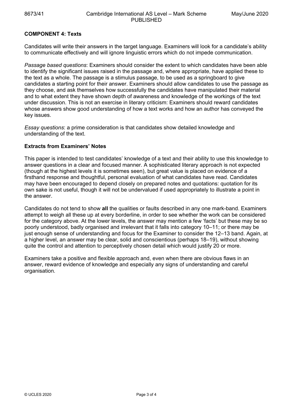 Mark scheme, page 3 of 4