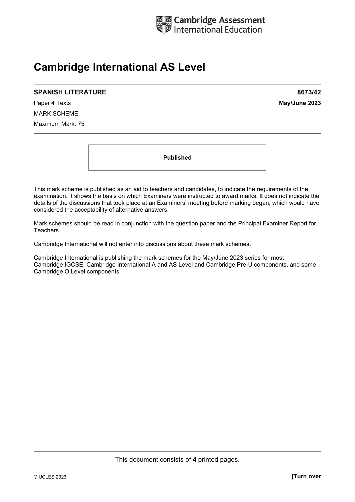 Mark scheme, page 1 of 4