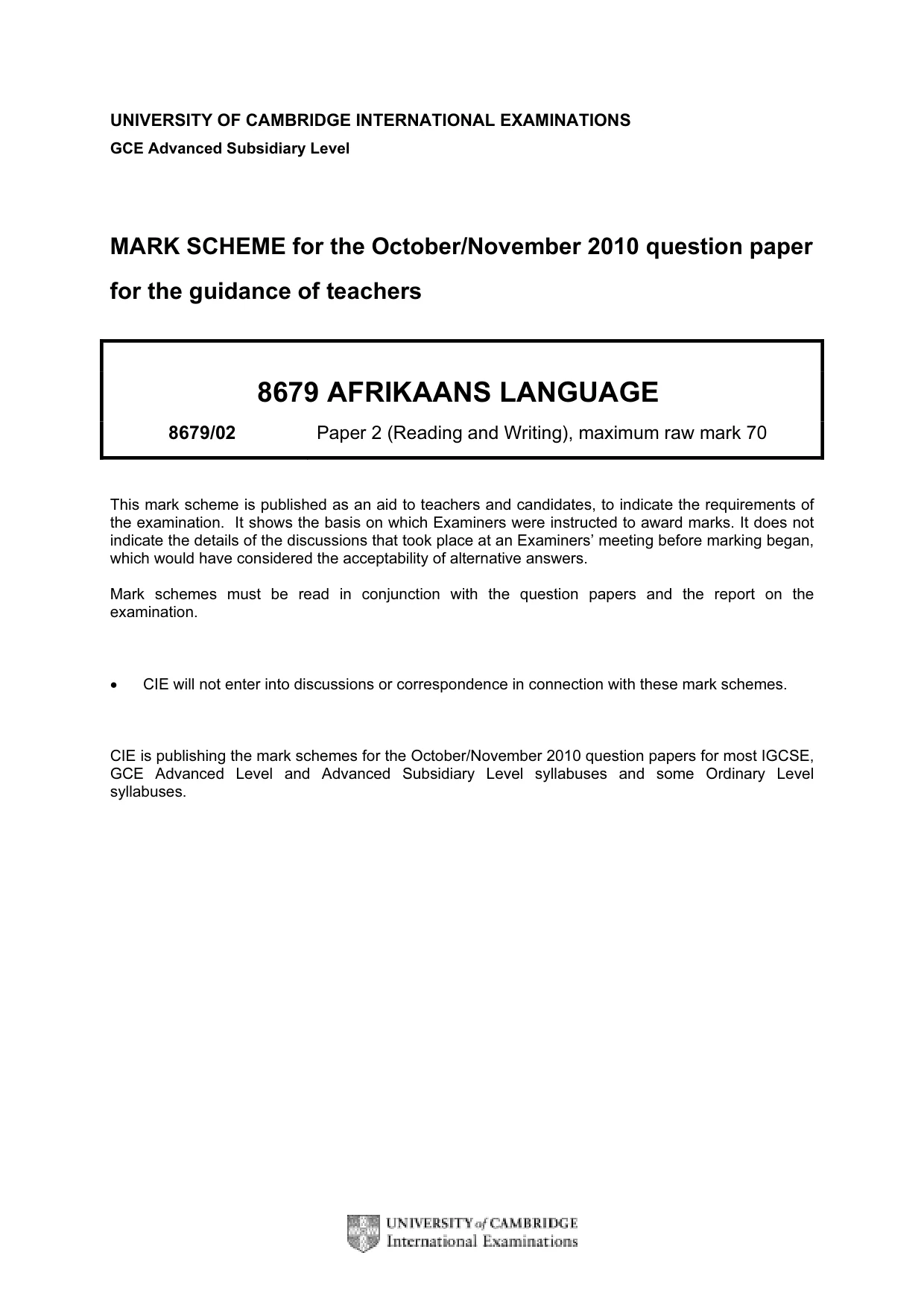Mark scheme, page 1 of 7