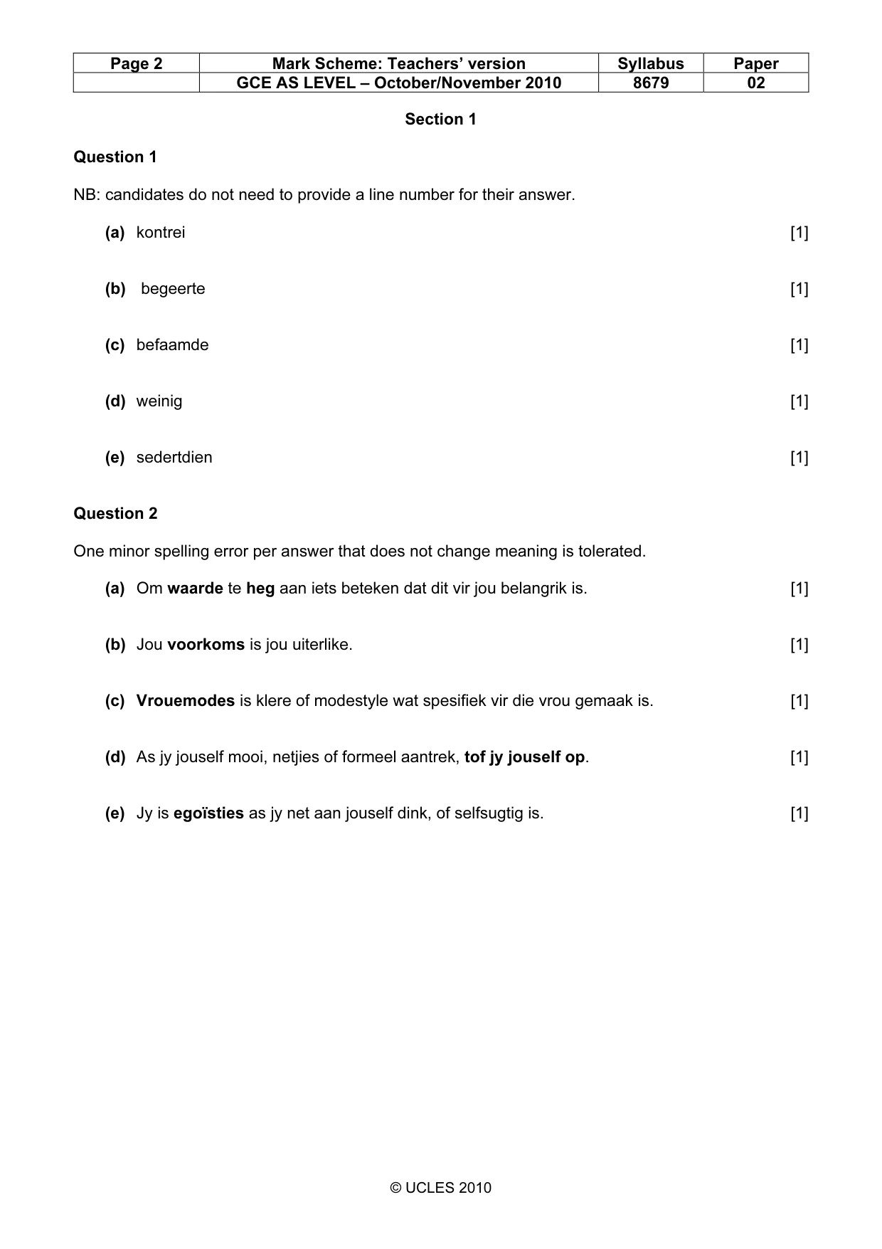 Mark scheme, page 2 of 7