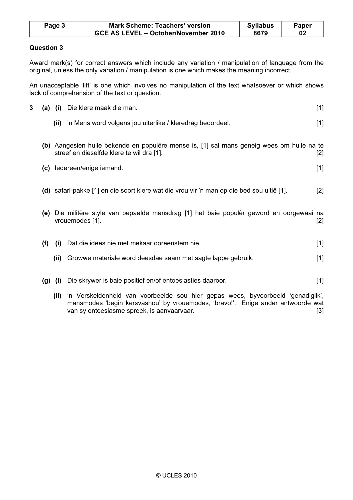 Mark scheme, page 3 of 7
