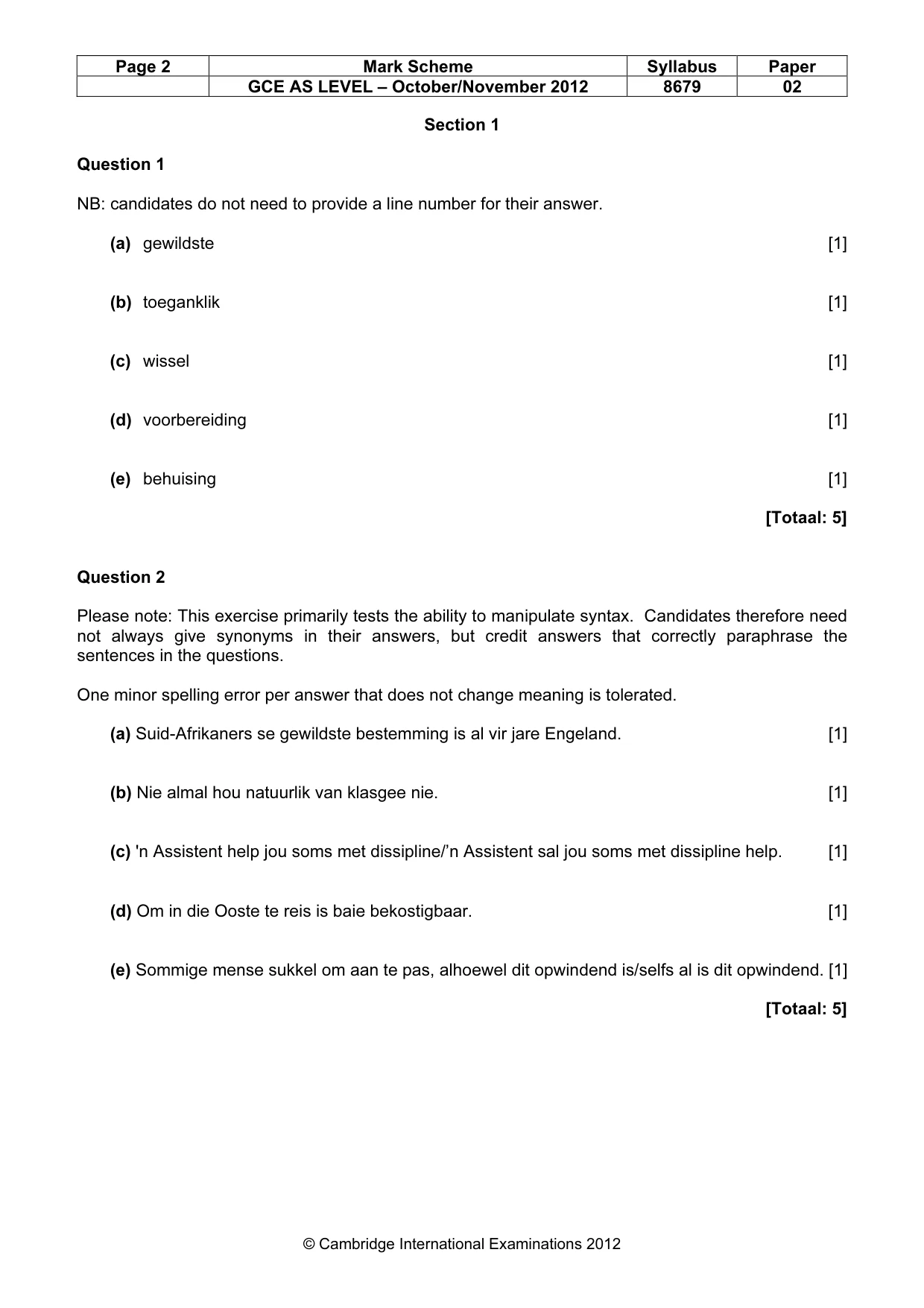 Mark scheme, page 2 of 7