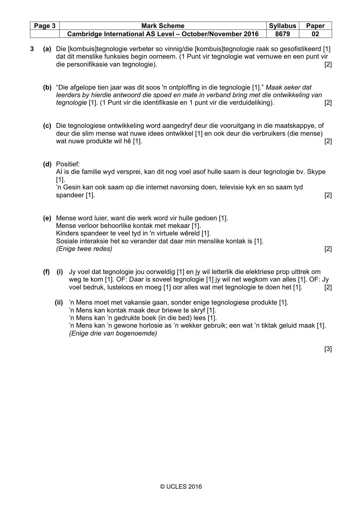 Mark scheme, page 3 of 9