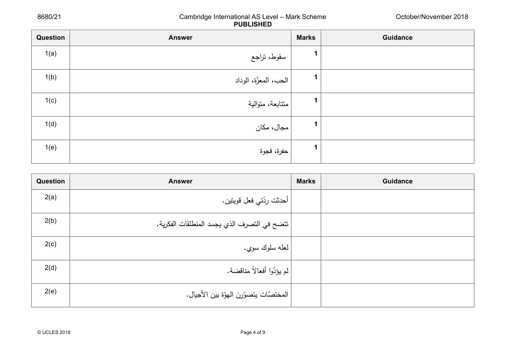 Mark scheme, page 4 of 9