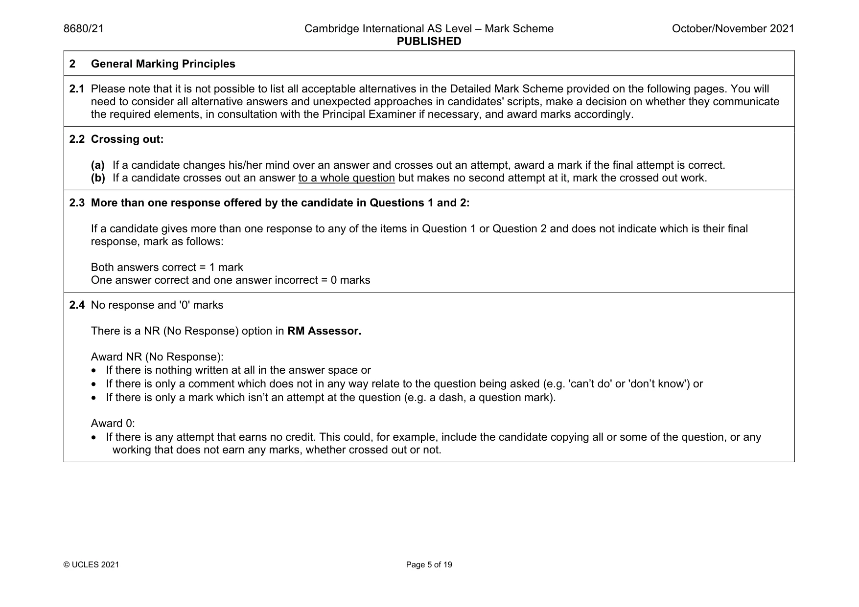 Mark scheme, page 5 of 19