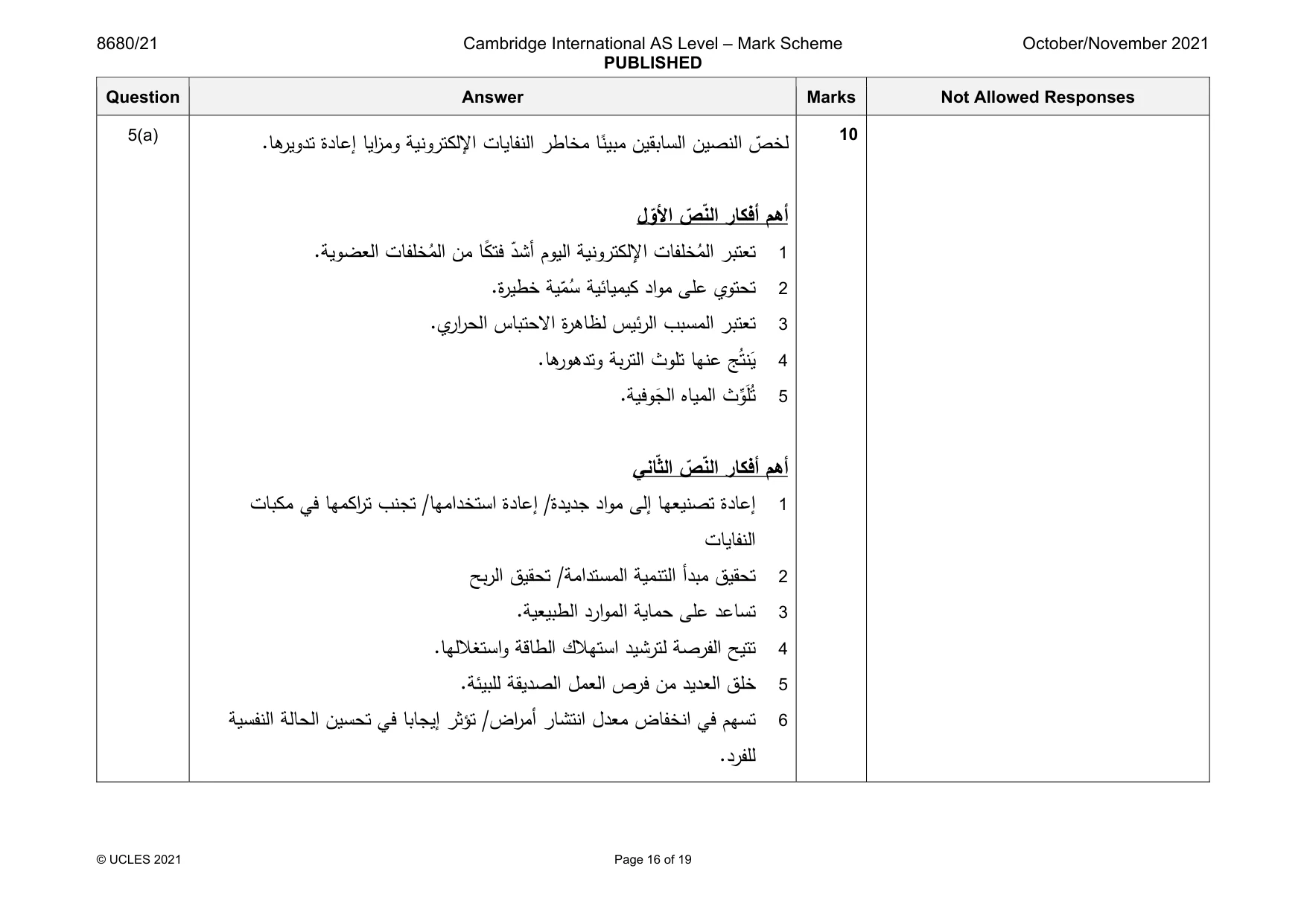 Mark scheme, page 16 of 19