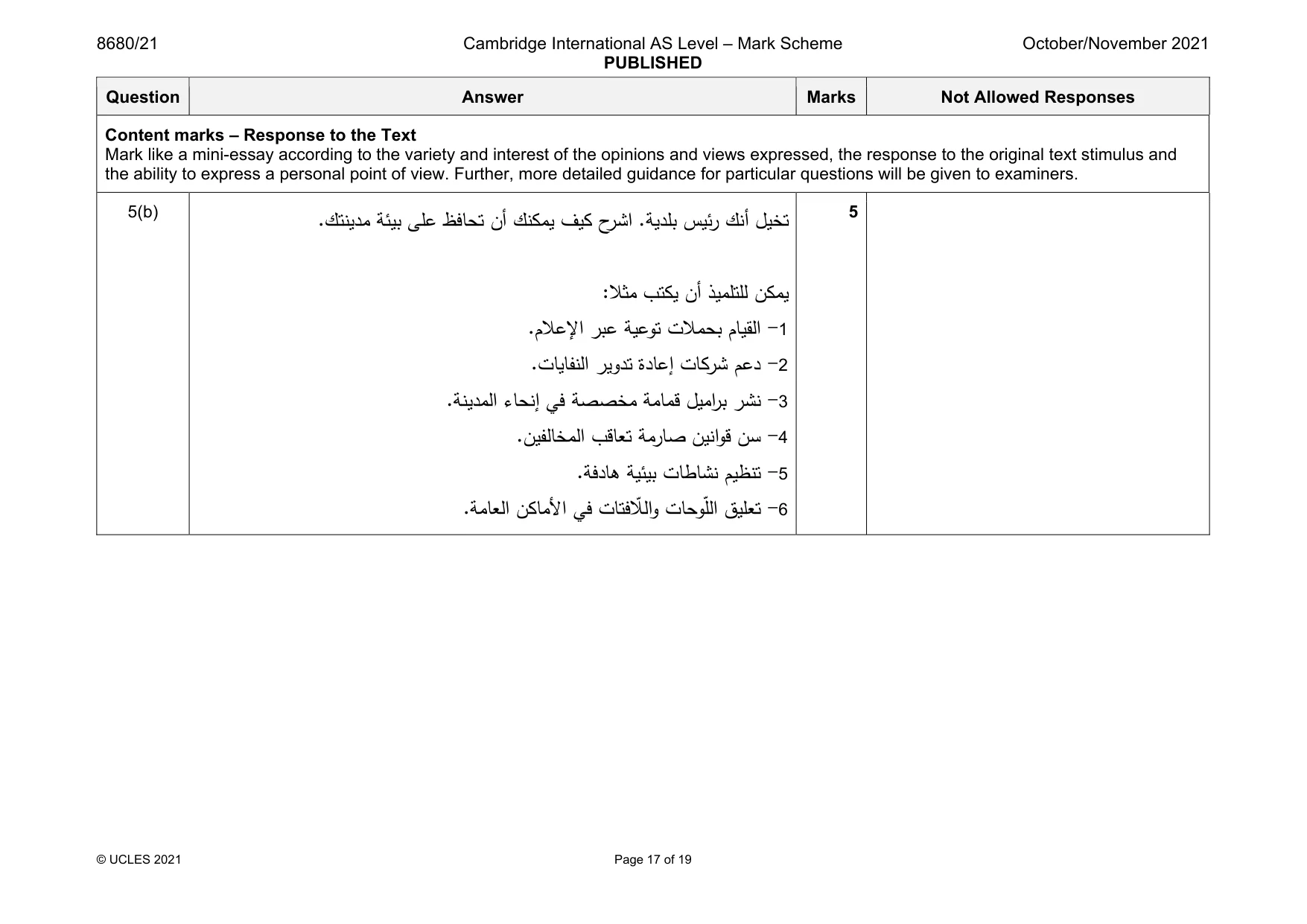 Mark scheme, page 17 of 19