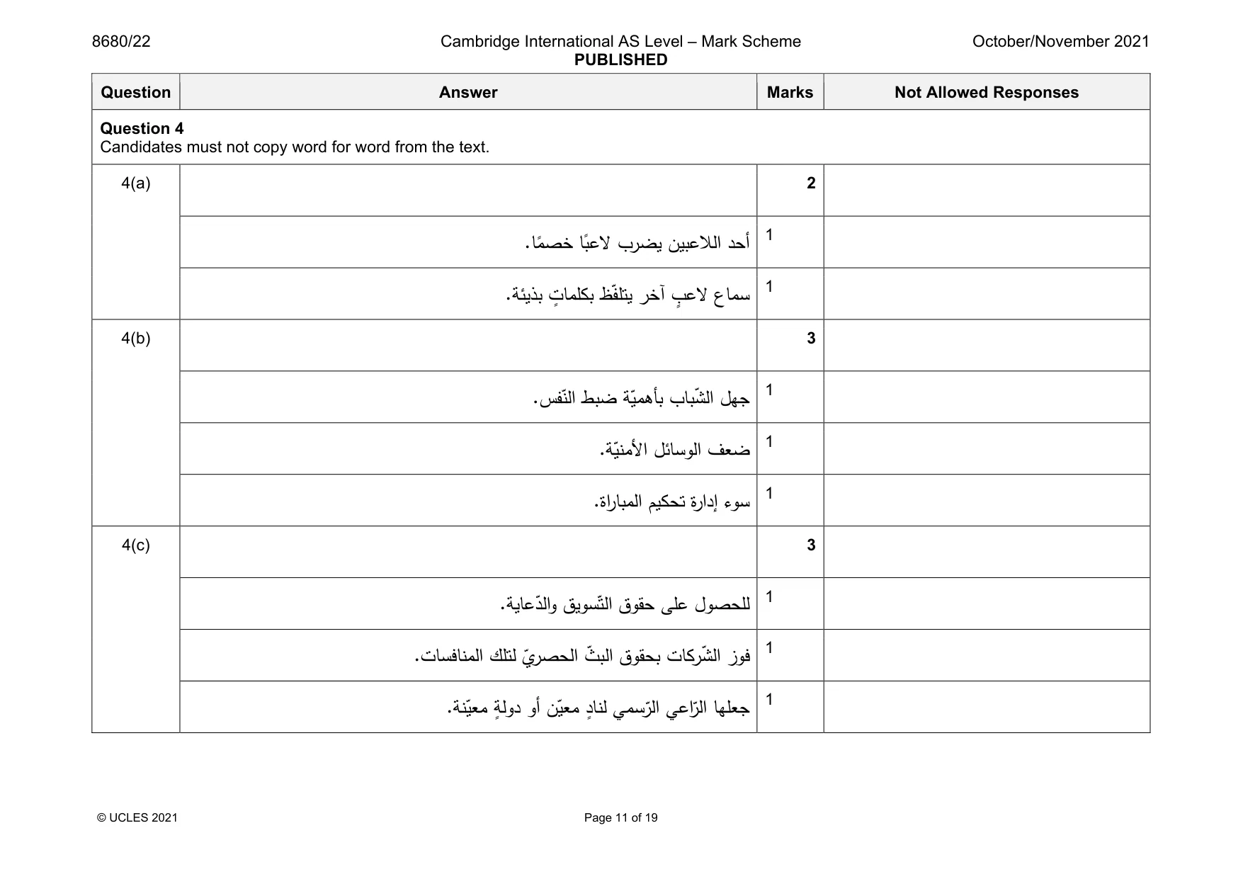 Mark scheme, page 11 of 19