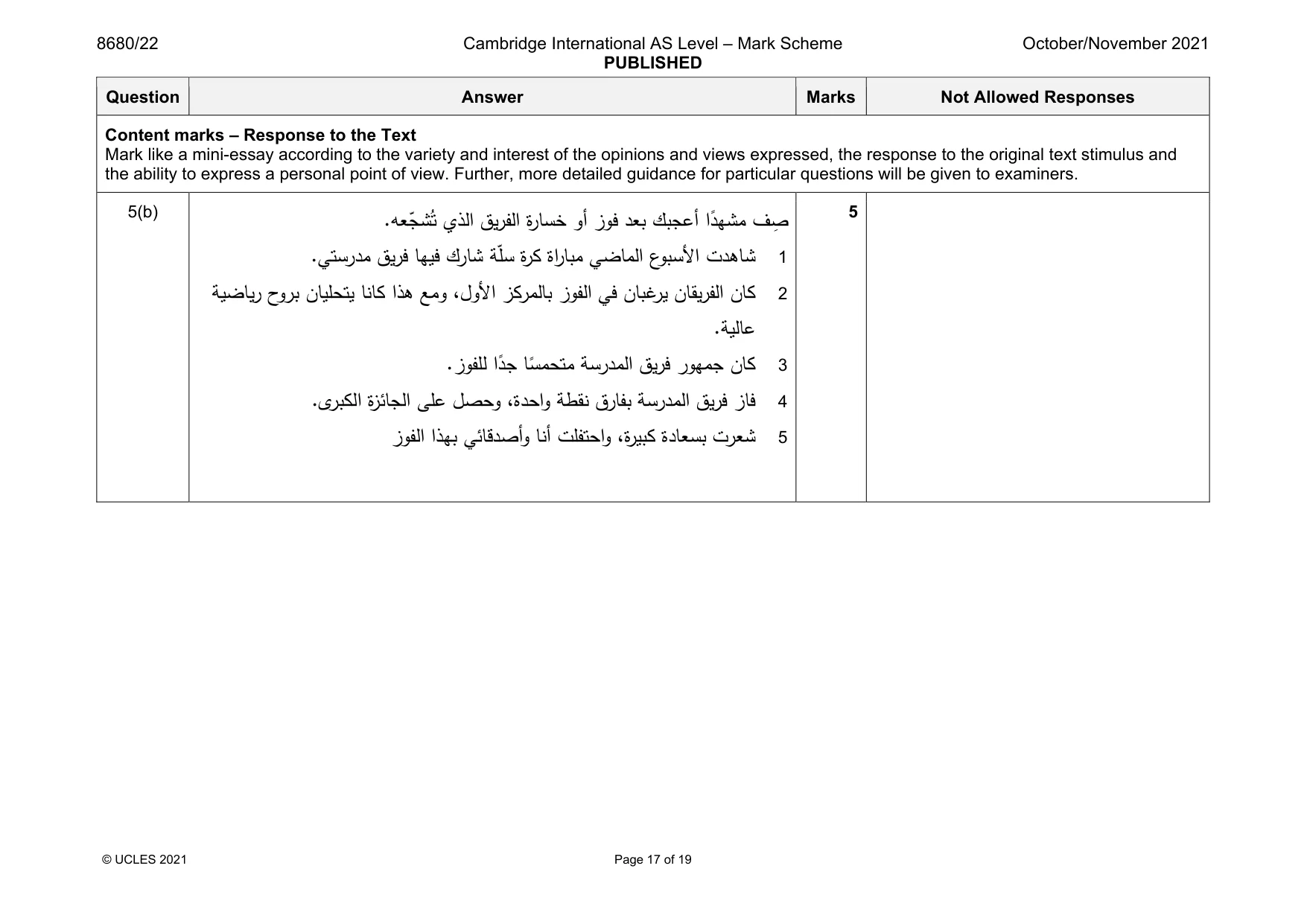 Mark scheme, page 17 of 19
