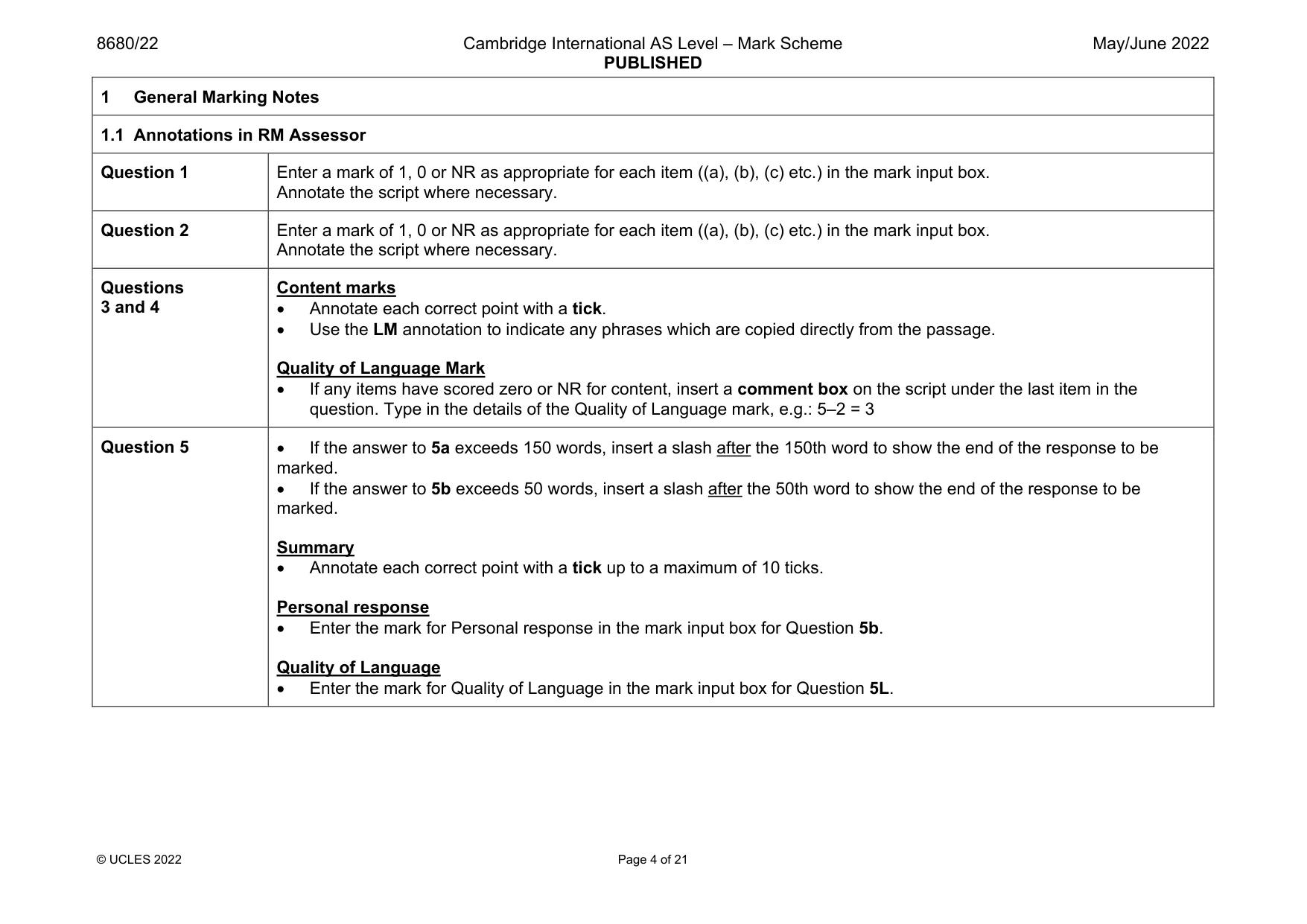 Mark scheme, page 4 of 21