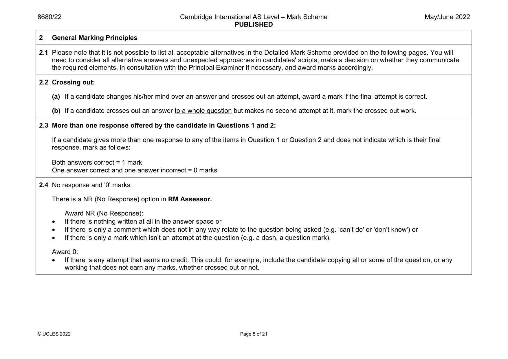 Mark scheme, page 5 of 21