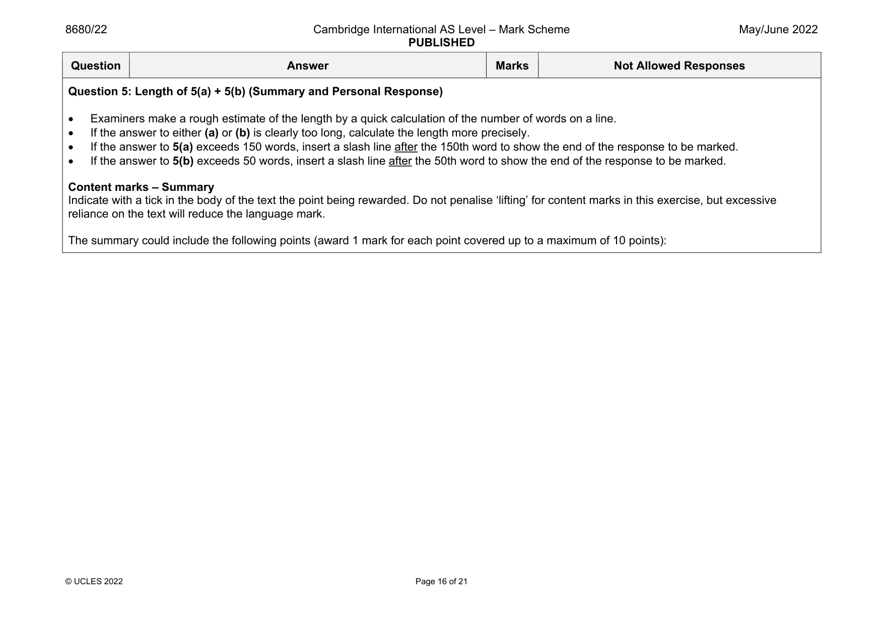 Mark scheme, page 16 of 21
